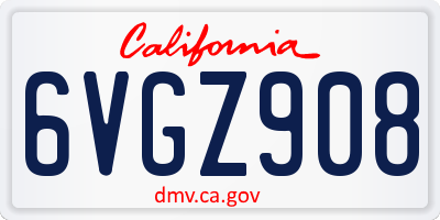 CA license plate 6VGZ908