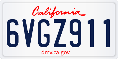 CA license plate 6VGZ911