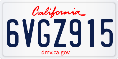 CA license plate 6VGZ915