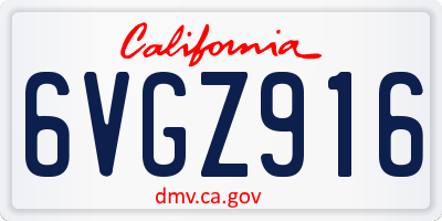 CA license plate 6VGZ916