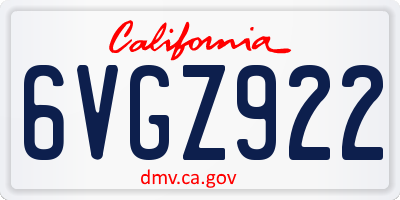 CA license plate 6VGZ922