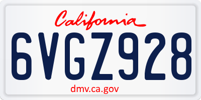 CA license plate 6VGZ928