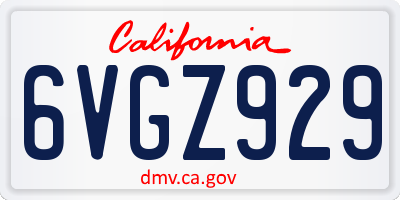 CA license plate 6VGZ929