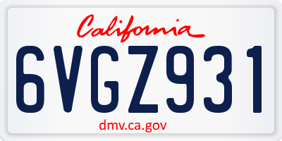 CA license plate 6VGZ931