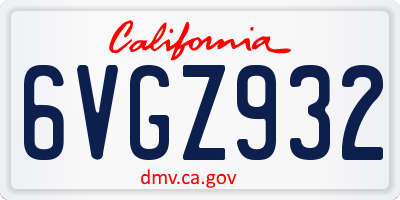 CA license plate 6VGZ932
