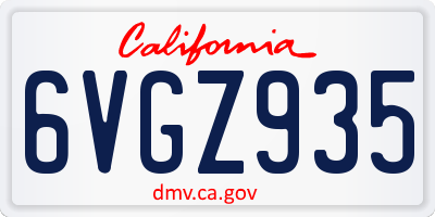 CA license plate 6VGZ935