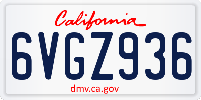 CA license plate 6VGZ936