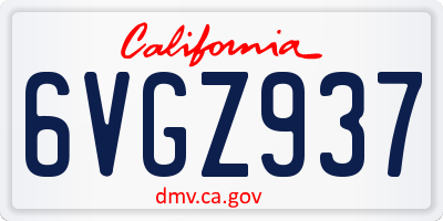 CA license plate 6VGZ937