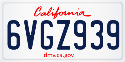 CA license plate 6VGZ939