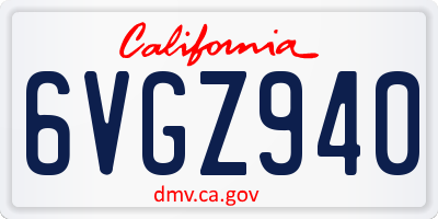CA license plate 6VGZ940