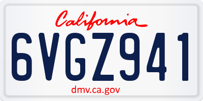 CA license plate 6VGZ941