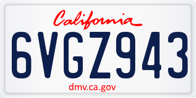 CA license plate 6VGZ943