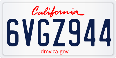 CA license plate 6VGZ944