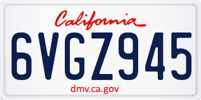 CA license plate 6VGZ945
