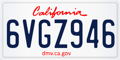 CA license plate 6VGZ946