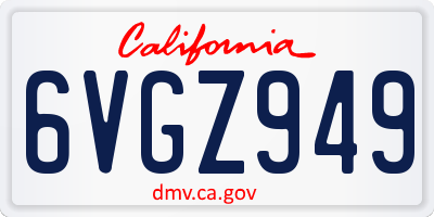 CA license plate 6VGZ949