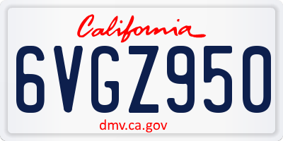 CA license plate 6VGZ950