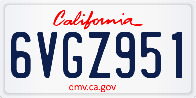 CA license plate 6VGZ951
