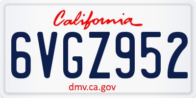 CA license plate 6VGZ952