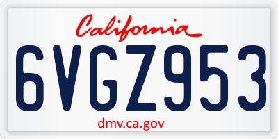 CA license plate 6VGZ953