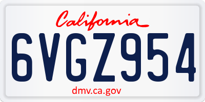 CA license plate 6VGZ954