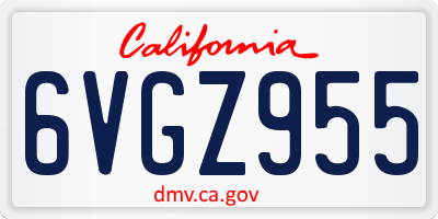 CA license plate 6VGZ955