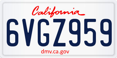CA license plate 6VGZ959