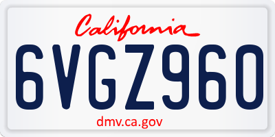 CA license plate 6VGZ960