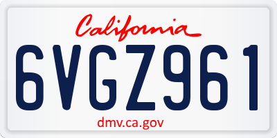 CA license plate 6VGZ961