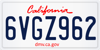 CA license plate 6VGZ962