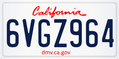 CA license plate 6VGZ964