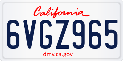 CA license plate 6VGZ965