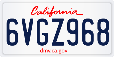 CA license plate 6VGZ968