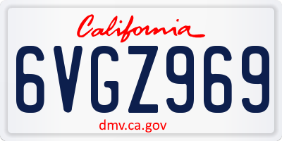 CA license plate 6VGZ969