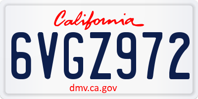 CA license plate 6VGZ972