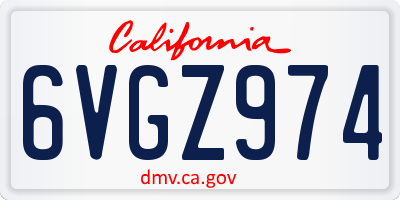 CA license plate 6VGZ974