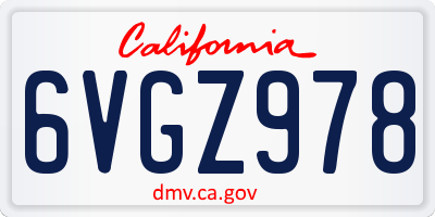 CA license plate 6VGZ978