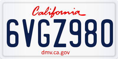 CA license plate 6VGZ980