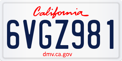 CA license plate 6VGZ981