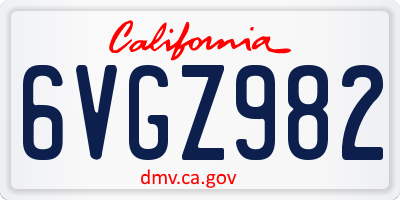 CA license plate 6VGZ982