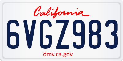 CA license plate 6VGZ983
