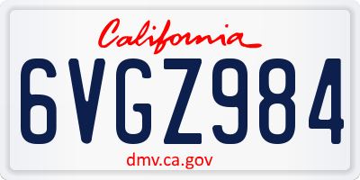 CA license plate 6VGZ984