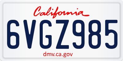 CA license plate 6VGZ985