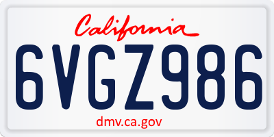 CA license plate 6VGZ986