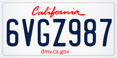 CA license plate 6VGZ987