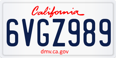 CA license plate 6VGZ989