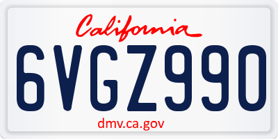 CA license plate 6VGZ990