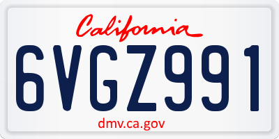 CA license plate 6VGZ991