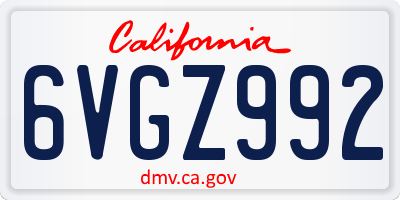 CA license plate 6VGZ992