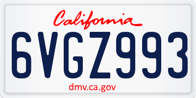 CA license plate 6VGZ993